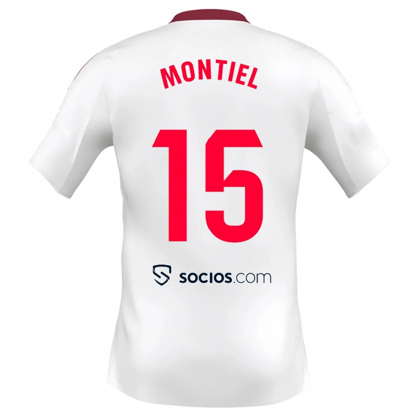 Danxen Niño Camiseta Gonzalo Montiel #15 Blanco Rojo 1ª Equipación 2025/26 La Camisa México