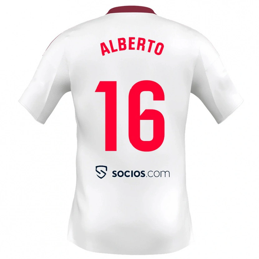 Danxen Niño Camiseta Alberto González #16 Blanco Rojo 1ª Equipación 2025/26 La Camisa México