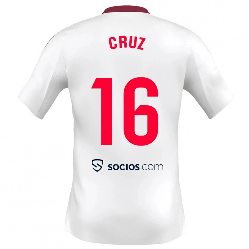 Danxen Niño Camiseta Jesús Cruz #16 Blanco Rojo 1ª Equipación 2025/26 La Camisa México
