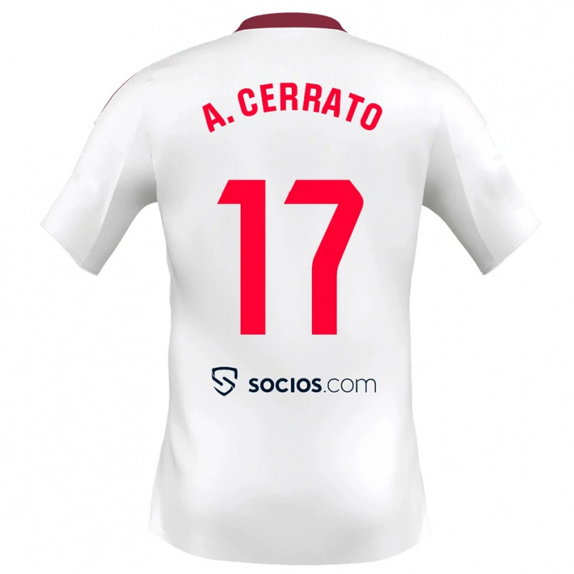 Danxen Niño Camiseta Alba Cerrato Izquierdo #17 Blanco Rojo 1ª Equipación 2025/26 La Camisa México