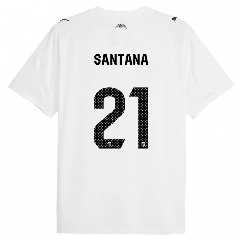 Danxen Niño Camiseta Ismael Santana #21 Blanco Negro 1ª Equipación 2025/26 La Camisa México