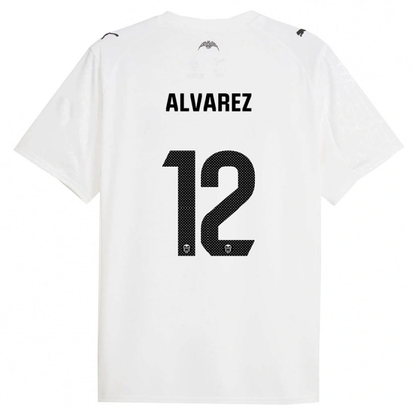 Danxen Niño Camiseta Sofia Alvarez #12 Blanco Negro 1ª Equipación 2025/26 La Camisa México
