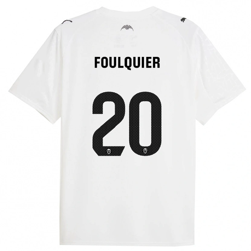 Danxen Niño Camiseta Dimitri Foulquier #20 Blanco Negro 1ª Equipación 2025/26 La Camisa México