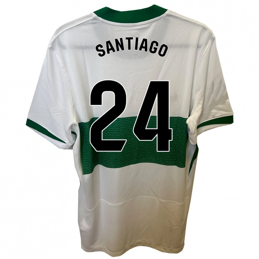 Danxen Niño Camiseta Yago Santiago #24 Blanco Verde 1ª Equipación 2025/26 La Camisa México