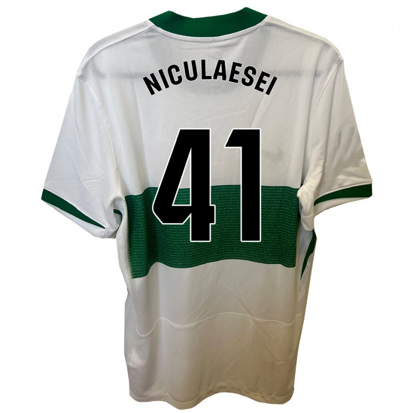 Danxen Niño Camiseta Albert Niculăesei #41 Blanco Verde 1ª Equipación 2025/26 La Camisa México