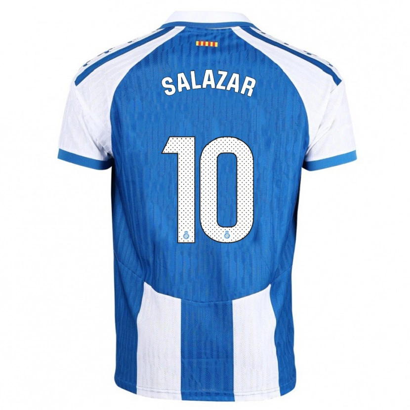 Danxen Niño Camiseta Leo Salazar #10 Azul Blanco 1ª Equipación 2025/26 La Camisa México