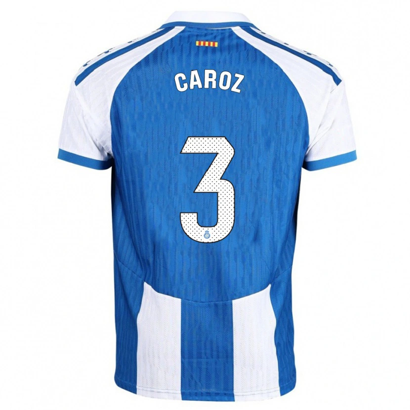 Danxen Niño Camiseta Hugo Caroz #3 Azul Blanco 1ª Equipación 2025/26 La Camisa México