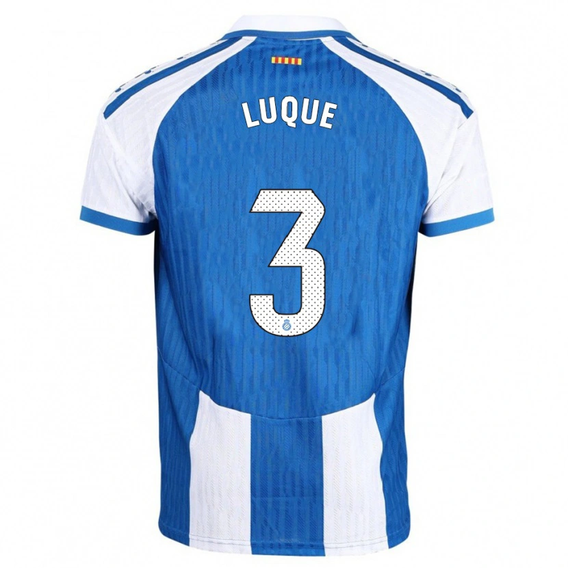 Danxen Niño Camiseta Gerard Luque #3 Azul Blanco 1ª Equipación 2025/26 La Camisa México