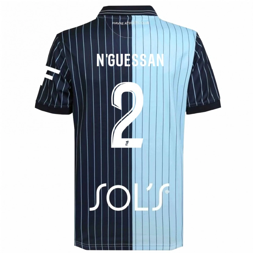 Danxen Niño Camiseta Jean-Baptiste N'guessan #2 Azul Marino Celeste 1ª Equipación 2025/26 La Camisa México