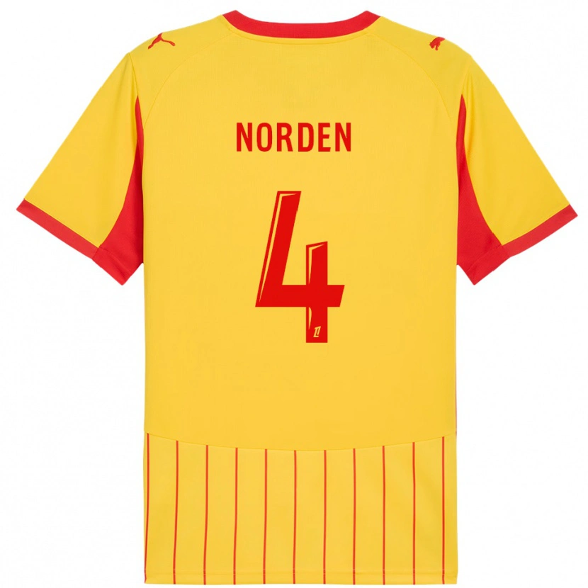 Danxen Niño Camiseta Doreen Norden #4 Amarillo Rojo 1ª Equipación 2025/26 La Camisa México