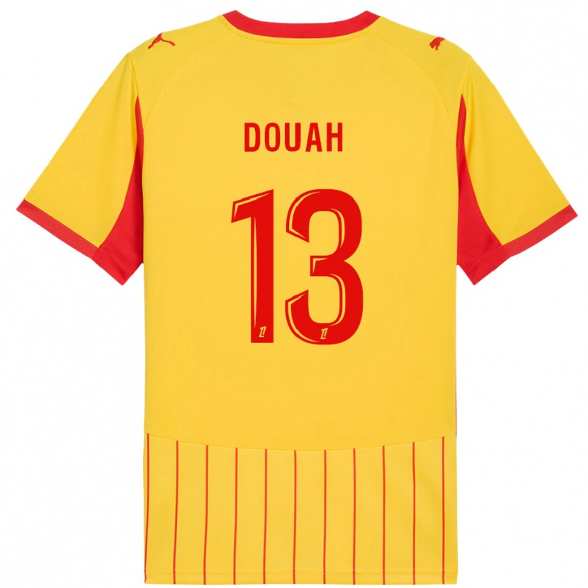 Danxen Niño Camiseta Chemssedine Douah #13 Amarillo Rojo 1ª Equipación 2025/26 La Camisa México