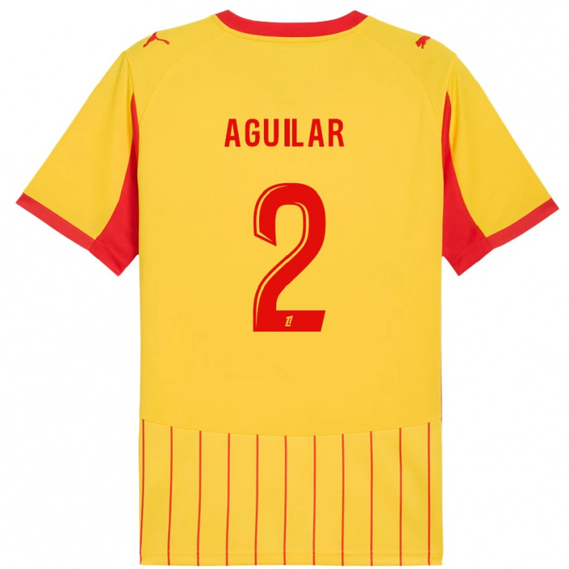 Danxen Niño Camiseta Ruben Aguilar #2 Amarillo Rojo 1ª Equipación 2025/26 La Camisa México