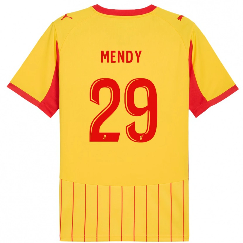 Danxen Niño Camiseta Noëlie Mendy #29 Amarillo Rojo 1ª Equipación 2025/26 La Camisa México