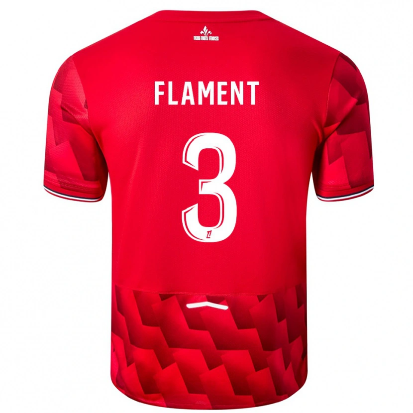 Danxen Niño Camiseta Corentin Flament #3 Rojo Blanco 1ª Equipación 2025/26 La Camisa México