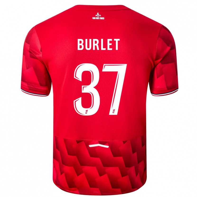 Danxen Niño Camiseta Vincent Burlet #37 Rojo Blanco 1ª Equipación 2025/26 La Camisa México
