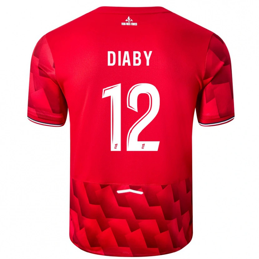 Danxen Niño Camiseta Bafodé Diaby #12 Rojo Blanco 1ª Equipación 2025/26 La Camisa México