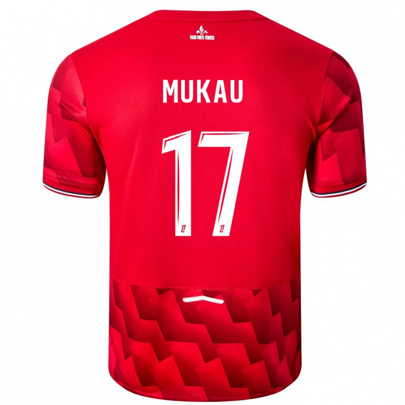 Danxen Niño Camiseta Ngal'ayel Mukau #17 Rojo Blanco 1ª Equipación 2025/26 La Camisa México