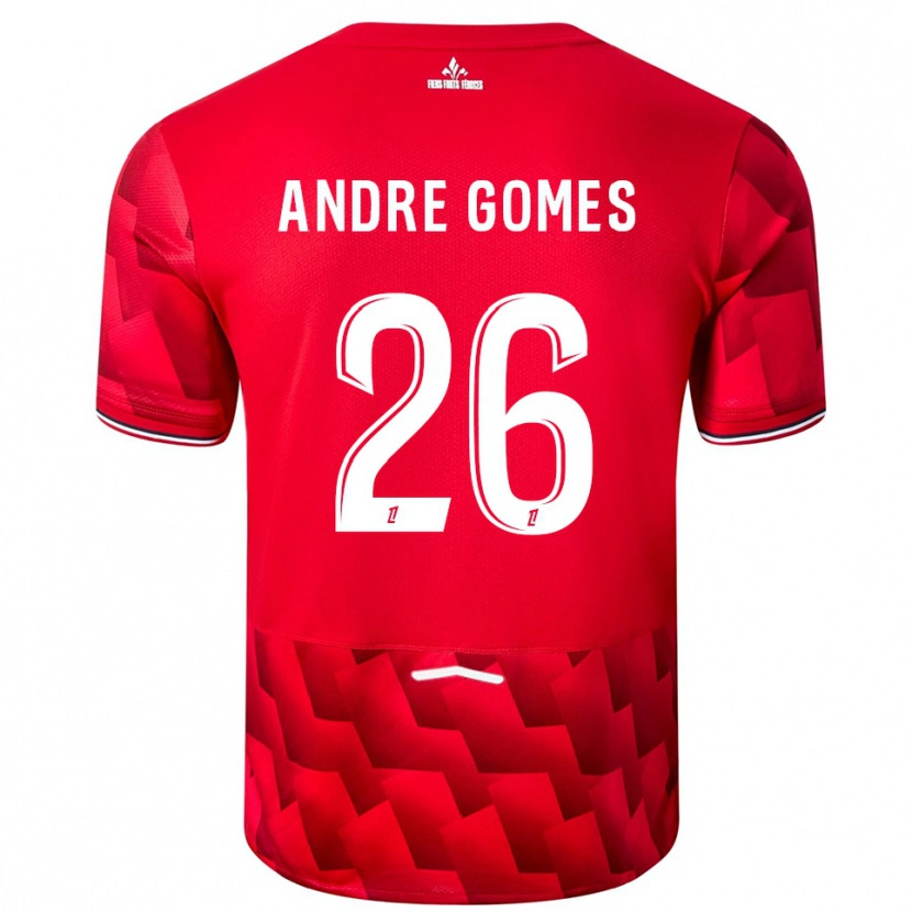 Danxen Niño Camiseta André Gomes #26 Rojo Blanco 1ª Equipación 2025/26 La Camisa México