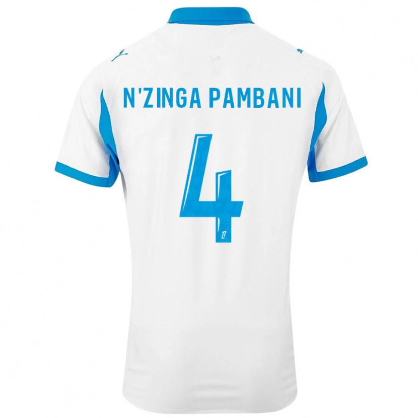 Danxen Niño Camiseta Pladi N'zinga Pambani #4 Blanco Celeste 1ª Equipación 2025/26 La Camisa México