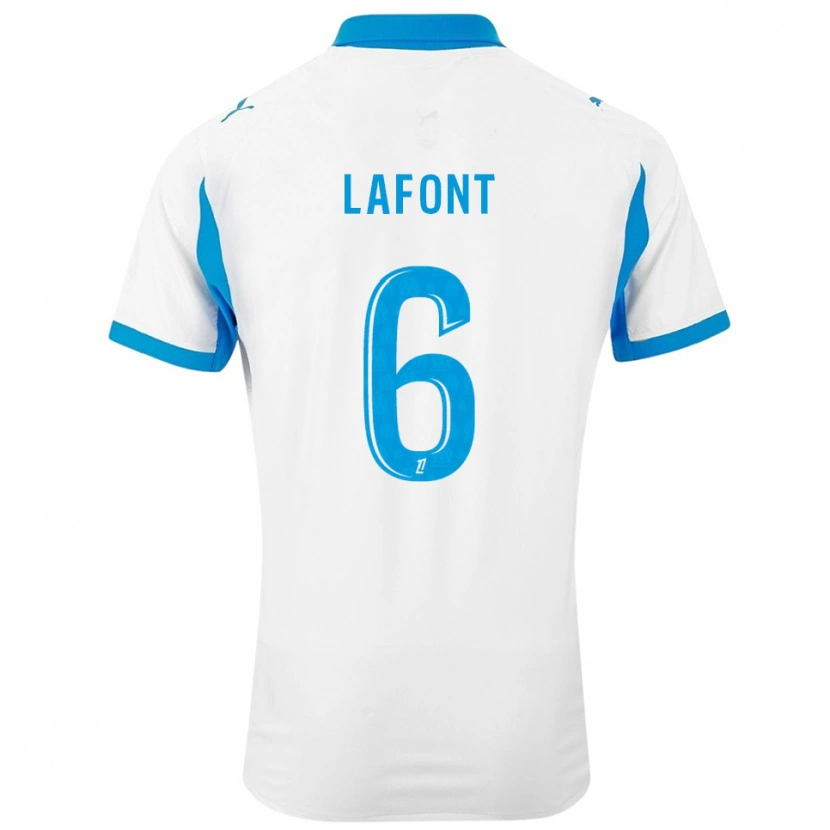 Danxen Niño Camiseta Gaël Lafont #6 Blanco Celeste 1ª Equipación 2025/26 La Camisa México