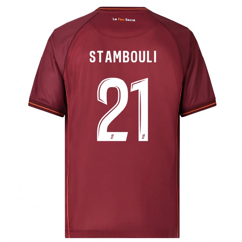 Danxen Niño Camiseta Benjamin Stambouli #21 Burdeos Blanco 1ª Equipación 2025/26 La Camisa México
