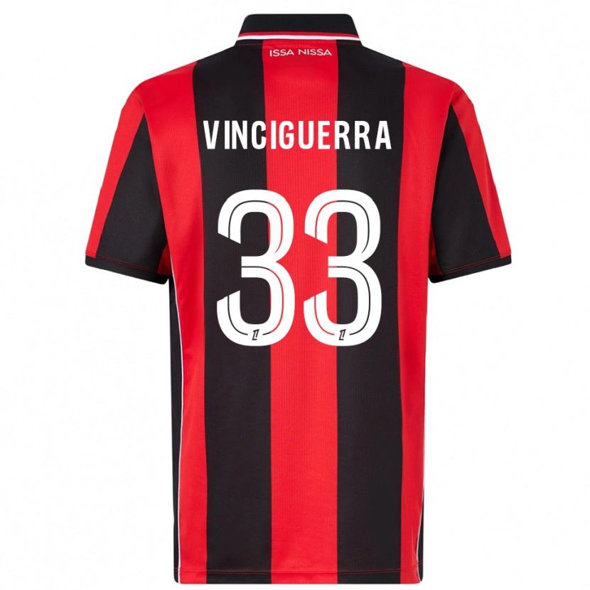 Danxen Niño Camiseta Pauline Vinciguerra #33 Rojo Negro 1ª Equipación 2025/26 La Camisa México