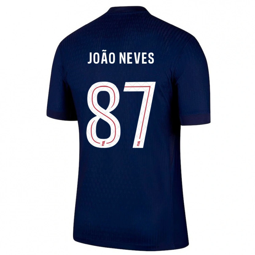 Danxen Niño Camiseta João Neves #87 Azul Marino Rojo 1ª Equipación 2025/26 La Camisa México
