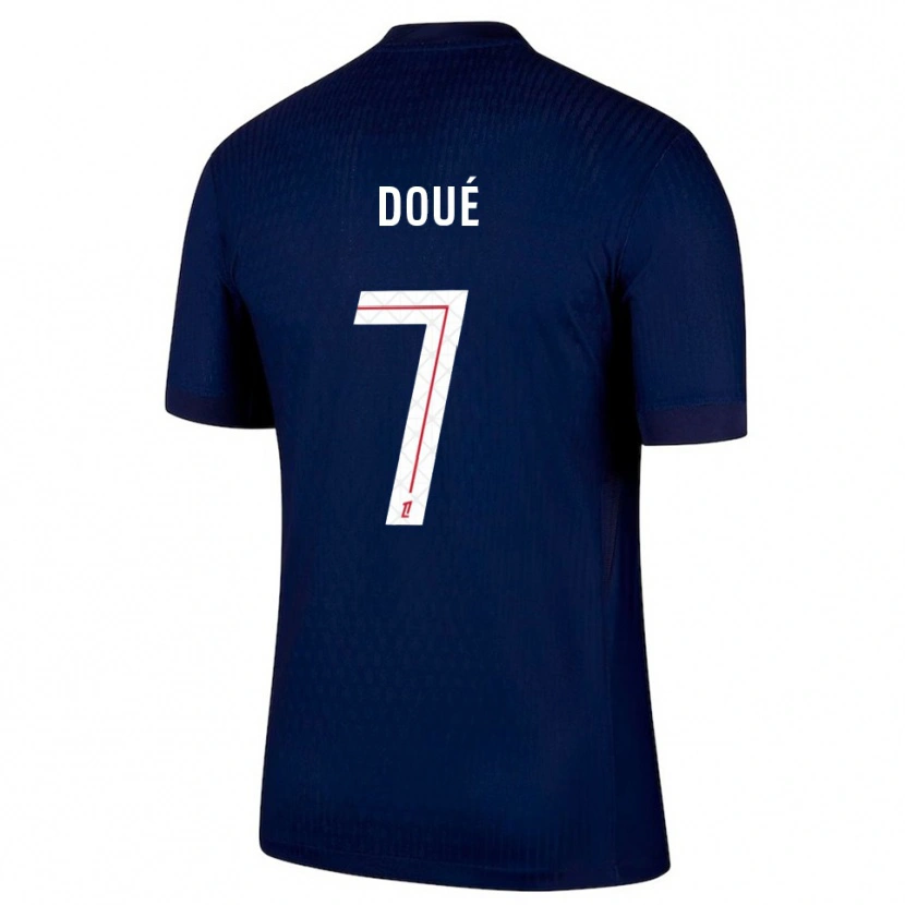 Danxen Niño Camiseta Eddy Doué #7 Azul Marino Rojo 1ª Equipación 2025/26 La Camisa México