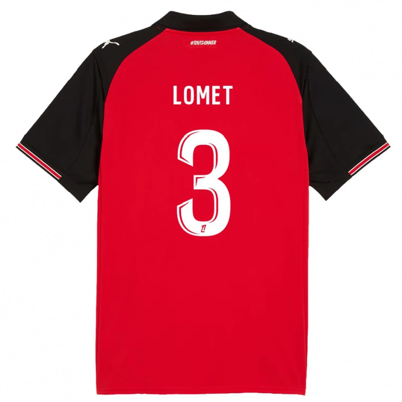 Danxen Niño Camiseta Ruben Lomet #3 Rojo Negro 1ª Equipación 2025/26 La Camisa México