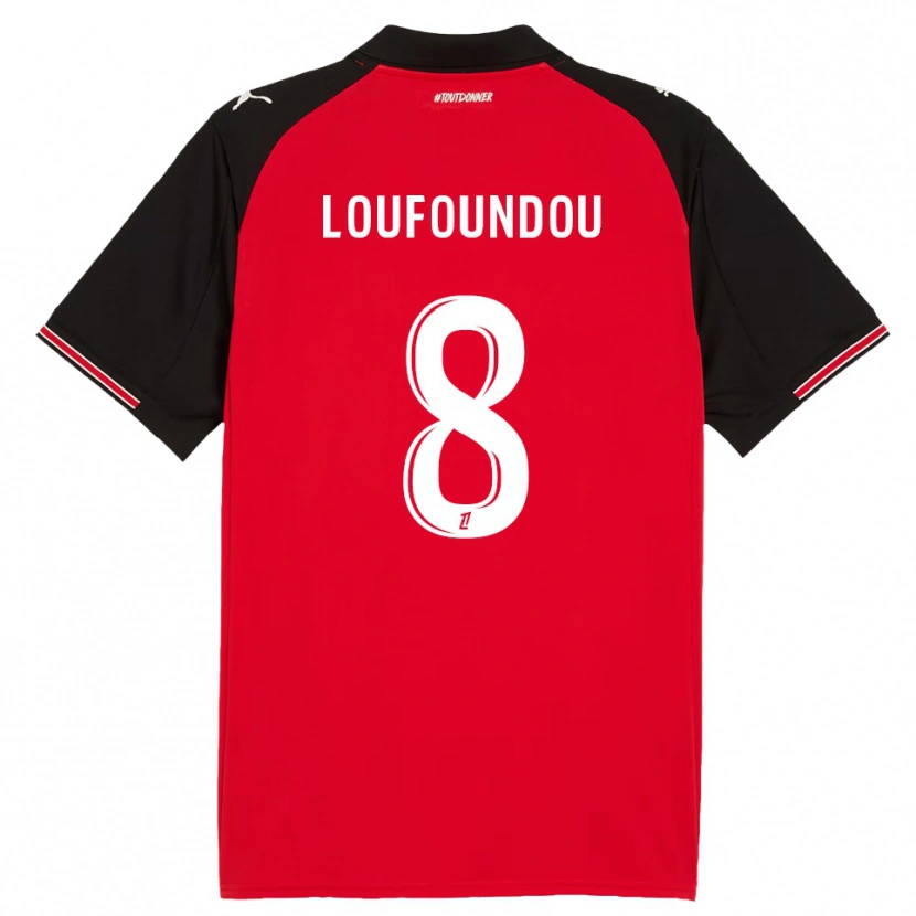Danxen Niño Camiseta Noah Loufoundou #8 Rojo Negro 1ª Equipación 2025/26 La Camisa México