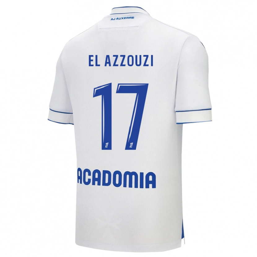 Danxen Niño Camiseta Oussama El Azzouzi #17 Blanco Azul 1ª Equipación 2025/26 La Camisa México