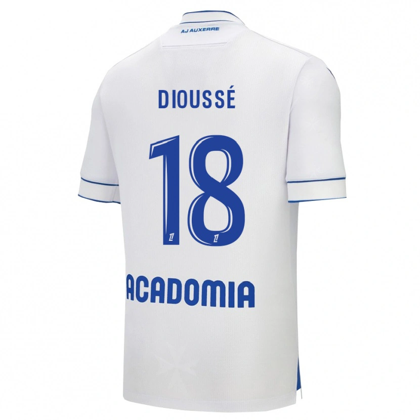 Danxen Niño Camiseta Assane Dioussé #18 Blanco Azul 1ª Equipación 2025/26 La Camisa México