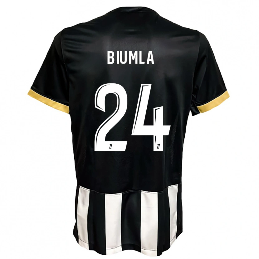 Danxen Niño Camiseta Emmanuel Biumla #24 Negro Blanco 1ª Equipación 2025/26 La Camisa México