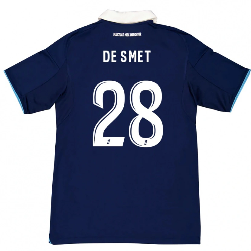 Danxen Niño Camiseta Thibault De Smet #28 Azul Oscuro Blanco 1ª Equipación 2025/26 La Camisa México