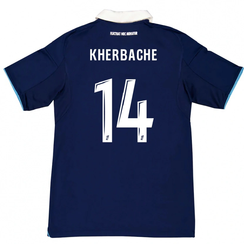Danxen Niño Camiseta Yoann Kherbache #14 Azul Oscuro Blanco 1ª Equipación 2025/26 La Camisa México
