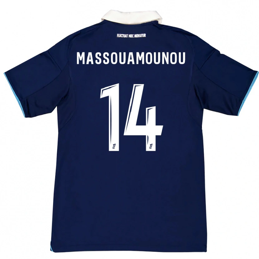 Danxen Niño Camiseta Patino Massouamounou #14 Azul Oscuro Blanco 1ª Equipación 2025/26 La Camisa México