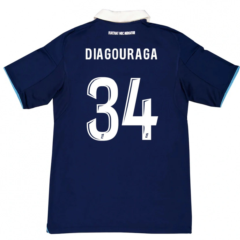 Danxen Niño Camiseta Djibril Diagouraga #34 Azul Oscuro Blanco 1ª Equipación 2025/26 La Camisa México