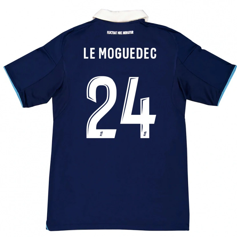 Danxen Niño Camiseta Anaële Le Moguedec #24 Azul Oscuro Blanco 1ª Equipación 2025/26 La Camisa México