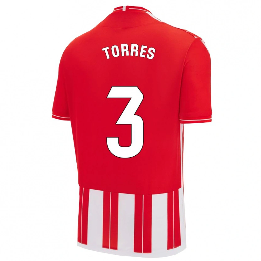 Danxen Niño Camiseta Álex Torres #3 Rojo Blanco 1ª Equipación 2025/26 La Camisa México