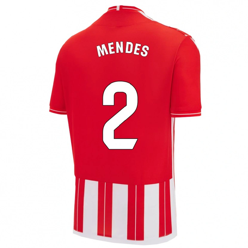 Danxen Niño Camiseta Houboulang Mendes #2 Rojo Blanco 1ª Equipación 2025/26 La Camisa México