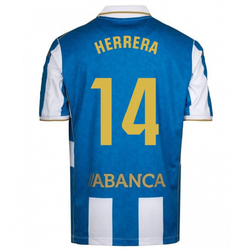 Danxen Niño Camiseta Cristian Herrera #14 Blanco Azul 1ª Equipación 2025/26 La Camisa México