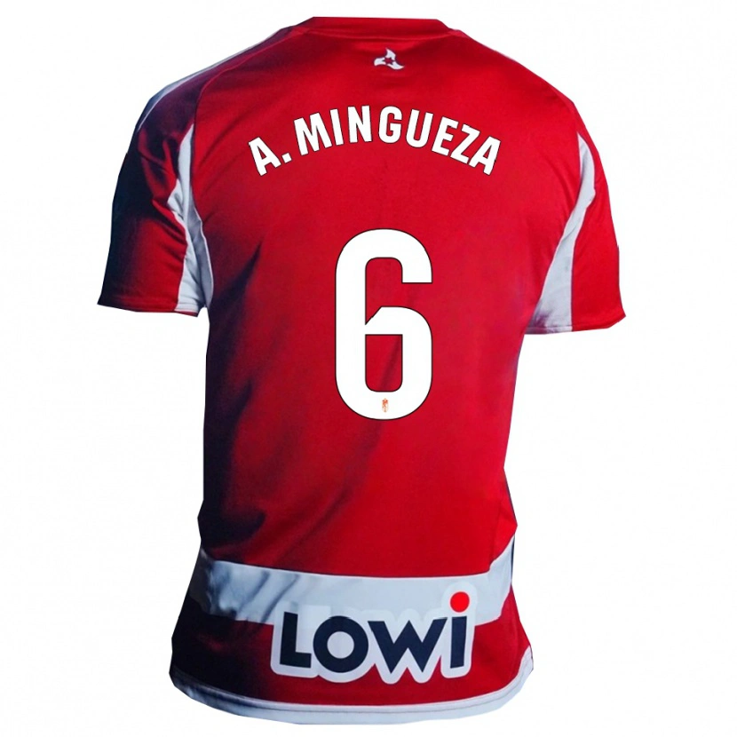 Danxen Niño Camiseta Ariadna Mingueza Garcia #6 Rojo Blanco 1ª Equipación 2025/26 La Camisa México