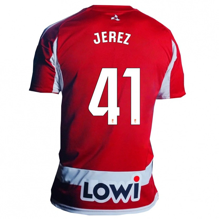 Danxen Niño Camiseta Adrián Jerez #41 Rojo Blanco 1ª Equipación 2025/26 La Camisa México