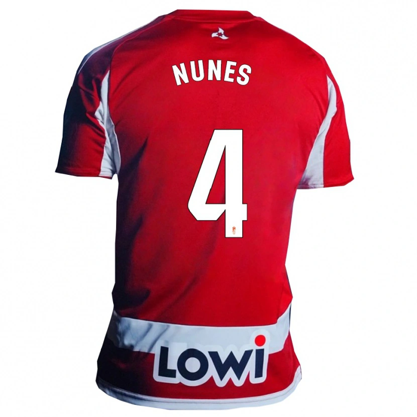 Danxen Niño Camiseta David Nunes #4 Rojo Blanco 1ª Equipación 2025/26 La Camisa México