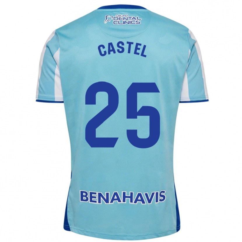 Danxen Niño Camiseta Sergio Castel #25 Celeste Blanco 1ª Equipación 2025/26 La Camisa México
