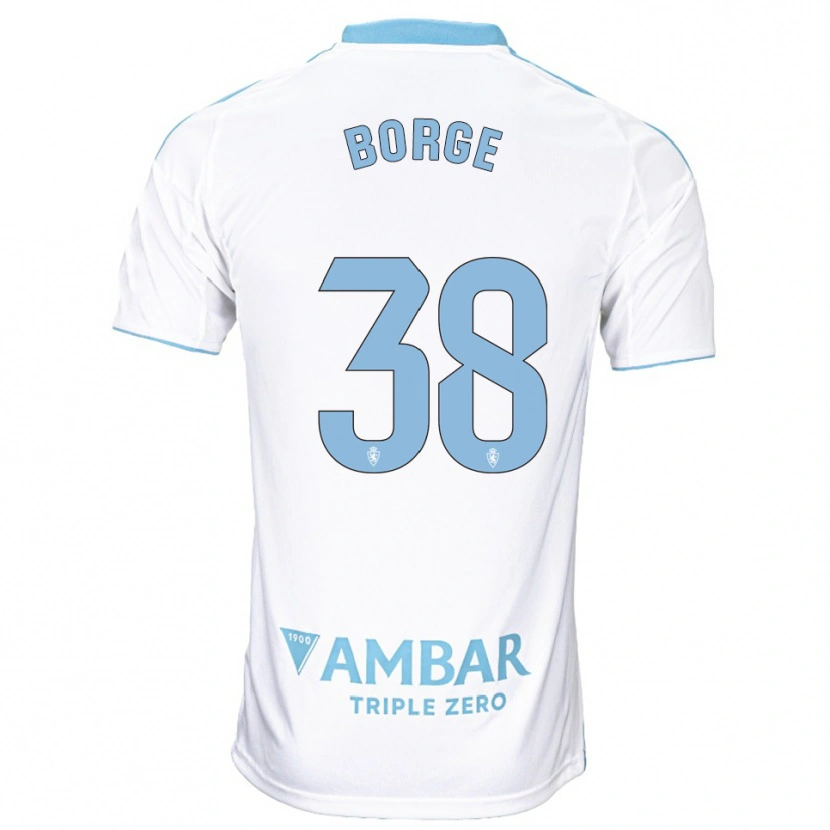 Danxen Niño Camiseta Andrés Borge #38 Blanco Celeste 1ª Equipación 2025/26 La Camisa México