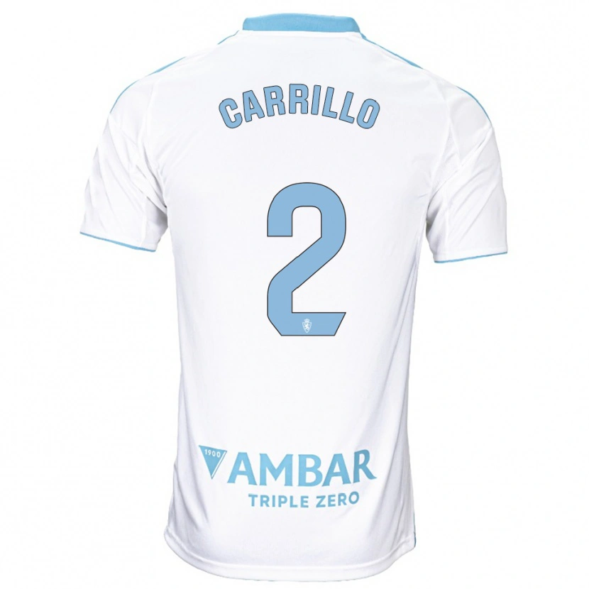 Danxen Niño Camiseta Hugo Carrillo #2 Blanco Celeste 1ª Equipación 2025/26 La Camisa México