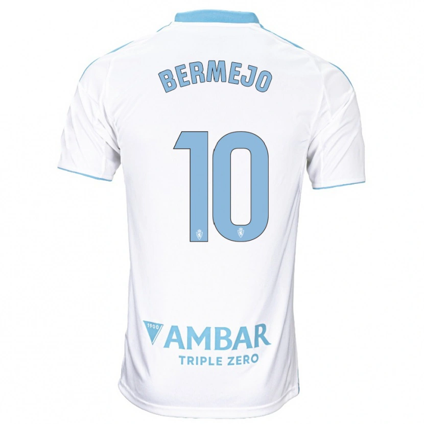 Danxen Niño Camiseta Sergio Bermejo #10 Blanco Celeste 1ª Equipación 2025/26 La Camisa México