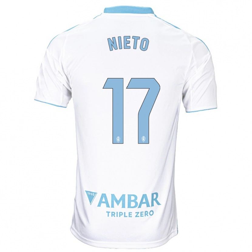 Danxen Niño Camiseta Carlos Nieto #17 Blanco Celeste 1ª Equipación 2025/26 La Camisa México