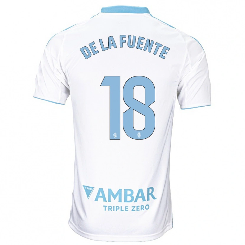Danxen Niño Camiseta Paulino De La Fuente #18 Blanco Celeste 1ª Equipación 2025/26 La Camisa México